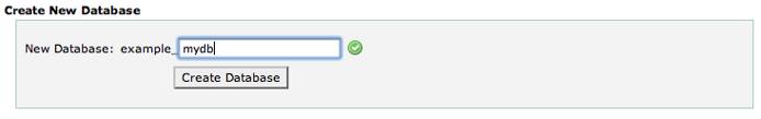 cPanel manage databases screen.