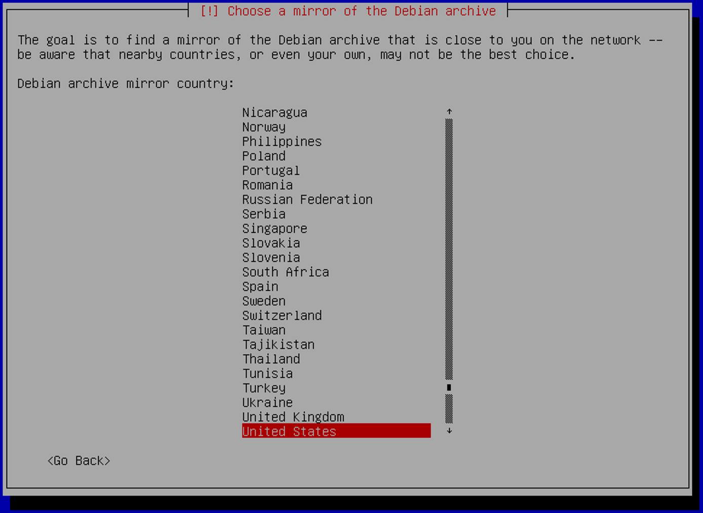 Debian 8 Mirror Location Setting Debian 8 Mirror Location Setting